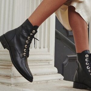 Freda Salvador Ralf boot in black with silver hardware in box